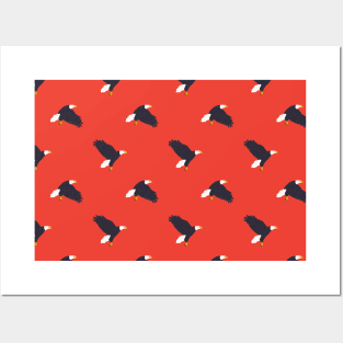 Bald Eagle (Navy & Tomato) Posters and Art